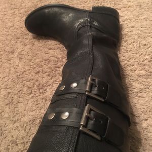 Black leather boots
